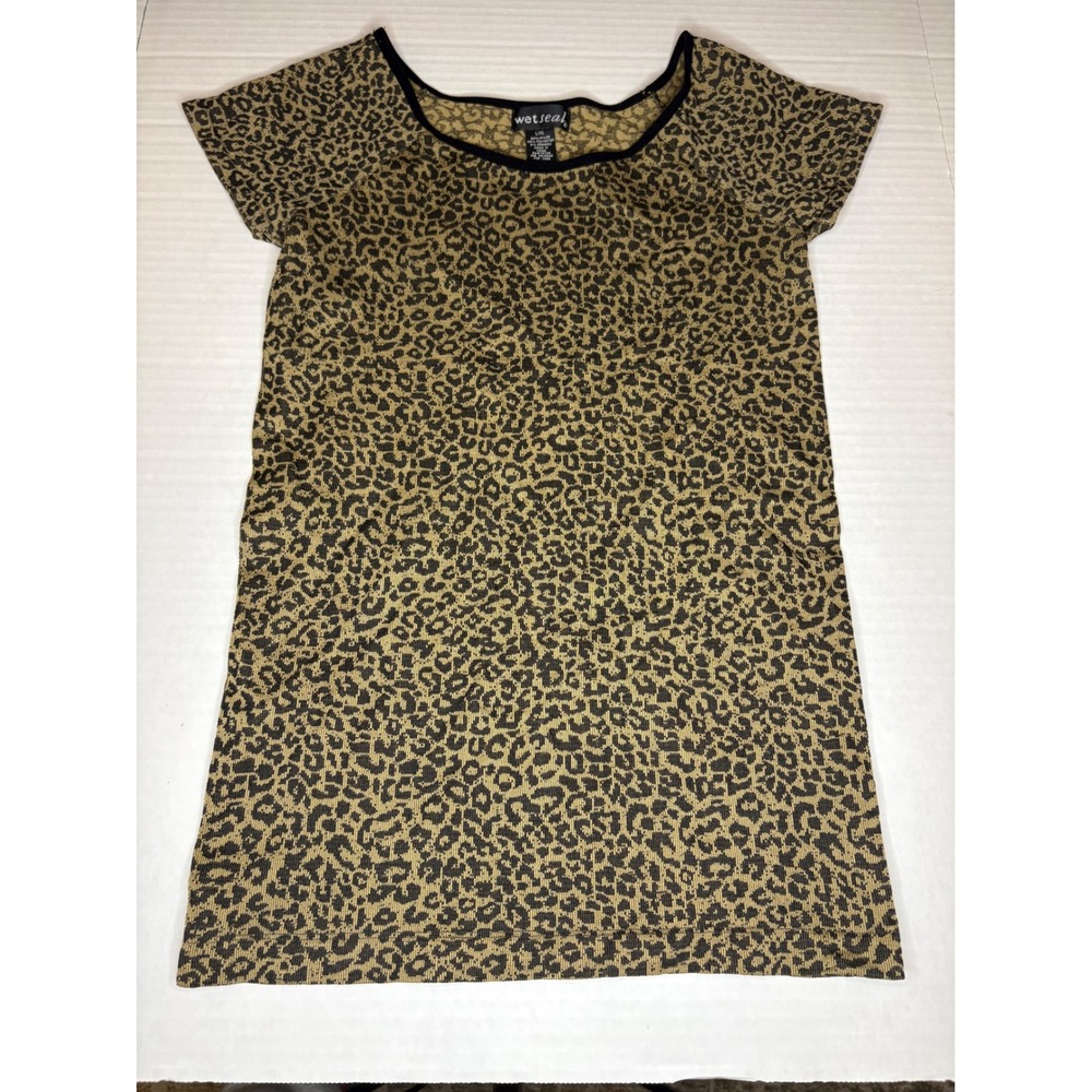 Vintage Y2K Wet Seal Leopard Print Textured Ribbed Knit Top
